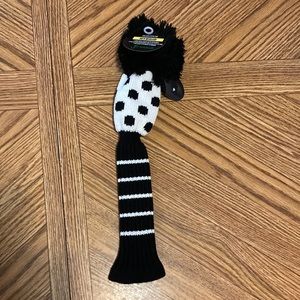 Just4Golf Medium Dot Fairway Style Golf Headcover - Black and White